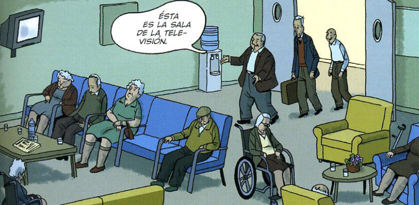 Ancianos en la sala común de "Arrugas"