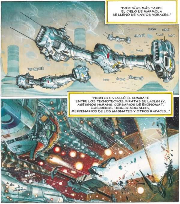 Combate navíos espaciales en La Casta de Los Metabarones