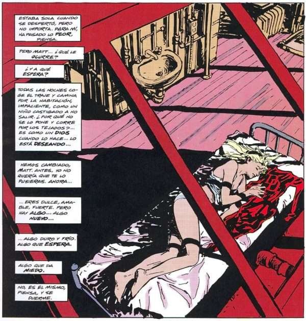 Daredevil Born Again. David Mazzucchelli estilo con sombras y formas geométricas