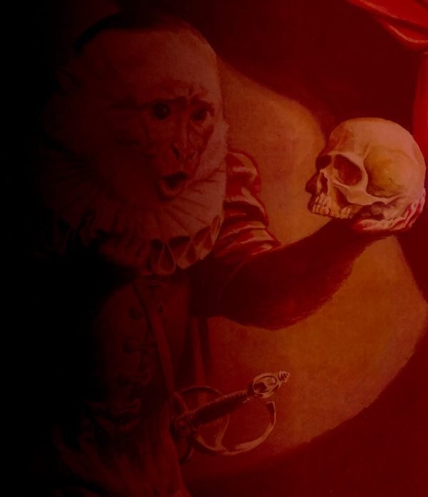 Representación de Hamlet de Shakespeare con cráneo en Y, El Último Hombre