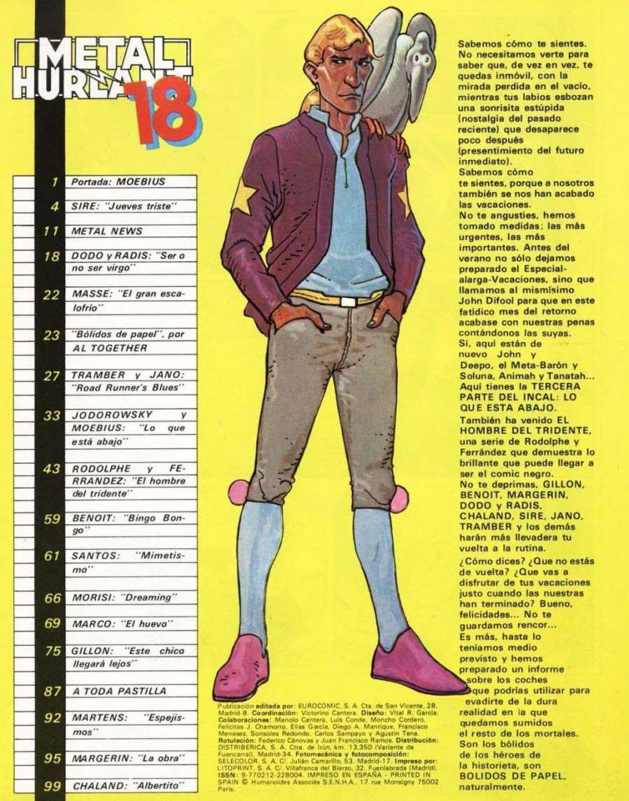 Revista Metal Hurlant #018 Índice Revista Metal Hurlant #018 Índice