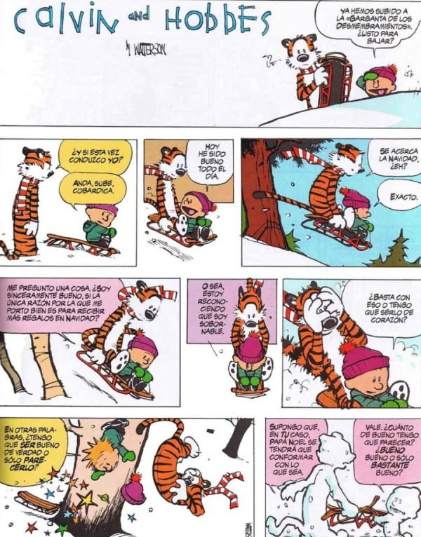 Calvin & Hobbes Jugando en la nieve