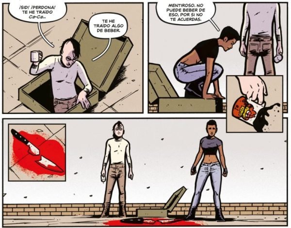 Cuchillo roto y ensangrentado