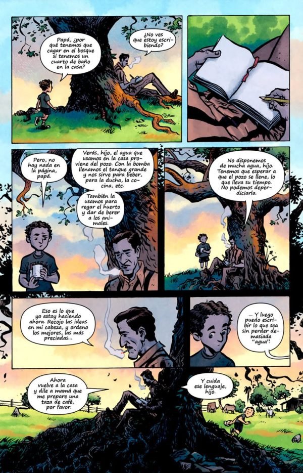 Daytripper Escribiendo a la sombra del árbol