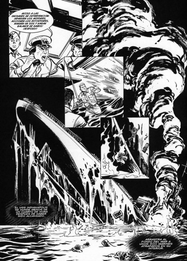 El USS Indianápolis hundido por un torpedo japonés