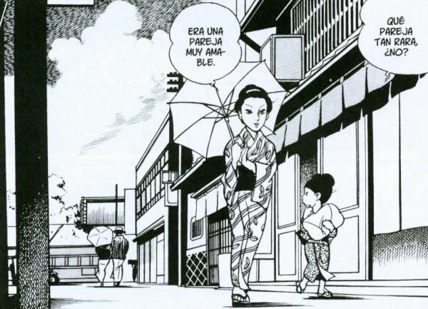 Historia de una Geisha Paseando por la calle con la sombrilla