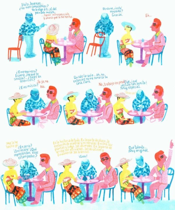 Jolgorio Tres amigos reunidos en la mesa de una terraza