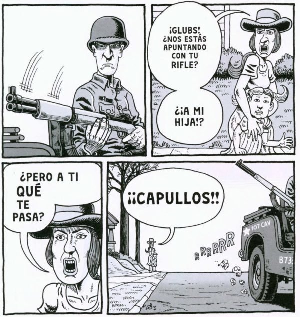 Kent State Soldado apuntando con un rifle a una niña Kent State Soldado apuntando con un rifle a una niña