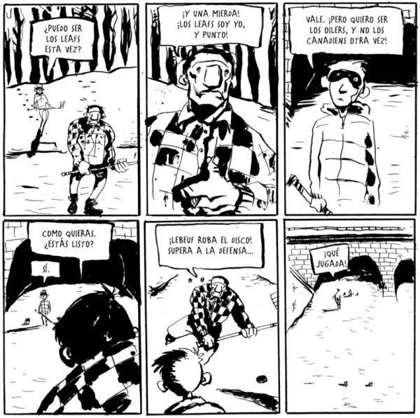 Lebeuf jugando al hockey