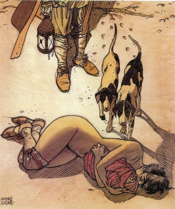 Los perros encuentran a una mujer desnuda con un bebé en los brazos Los perros encuentran a una mujer desnuda con un bebé en los brazos