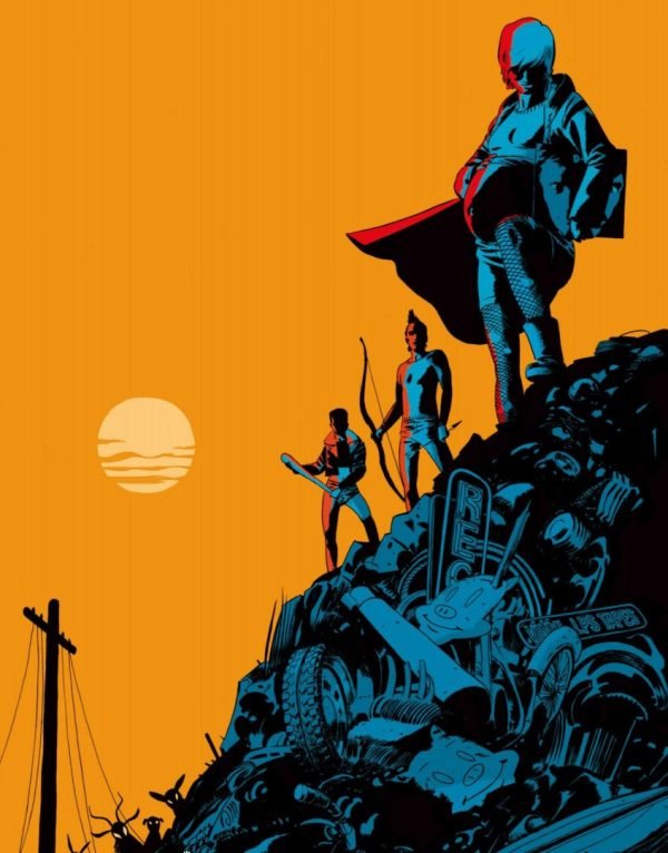 Sobre un montón de chatarra