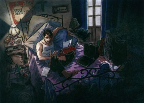 Contrapaso. Los hijos de los otros Escribiendo a máquina en la cama