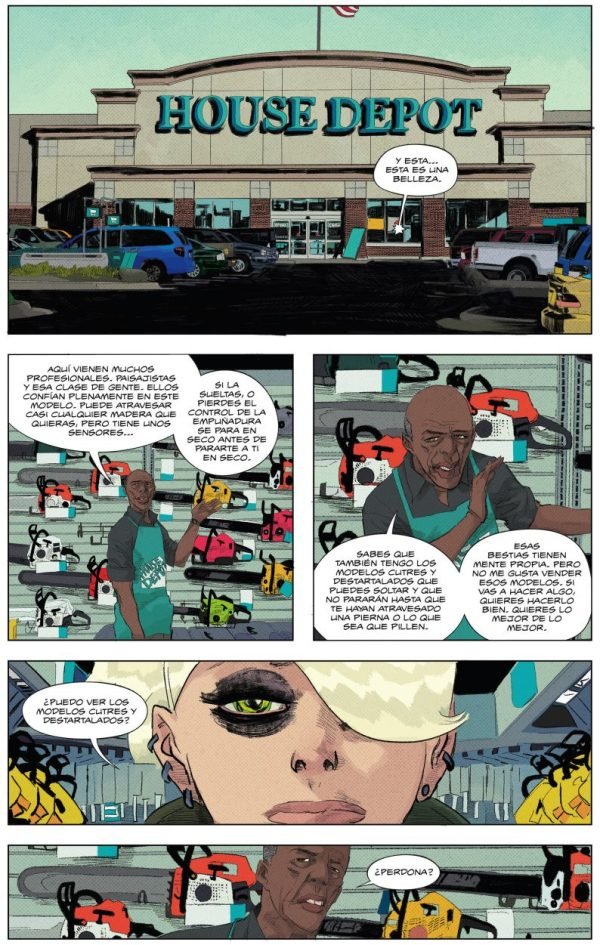 Hay algo matando niños Erica comprando una motosierra