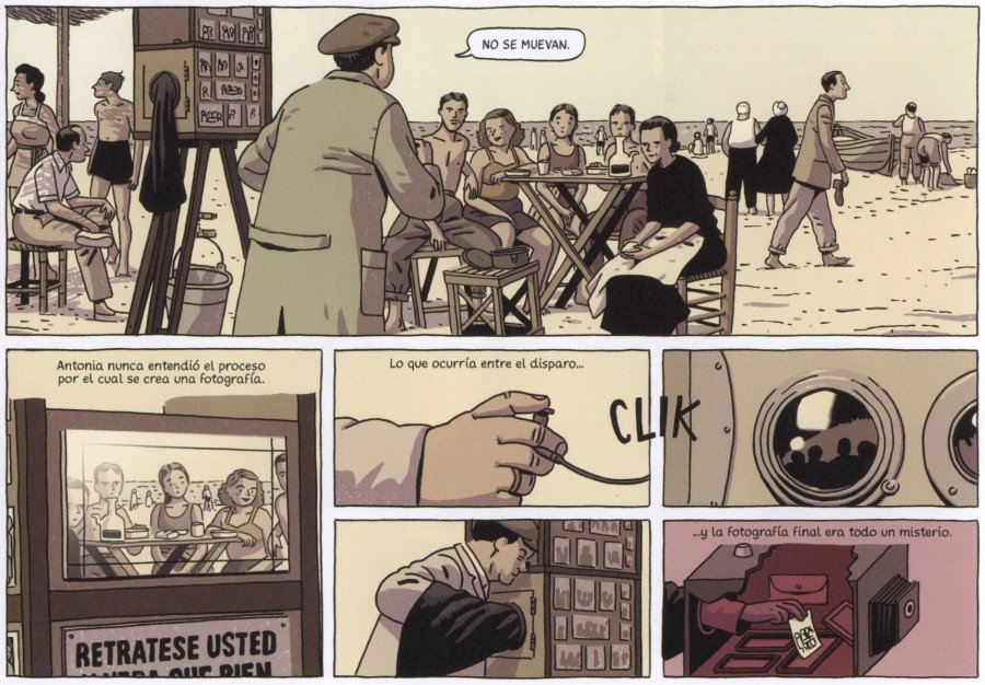 Regreso al Edén de Paco Roca Fotografía en la playa de Antonia y su familia Regreso al Edén de Paco Roca Fotografía en la playa de Antonia y su familia