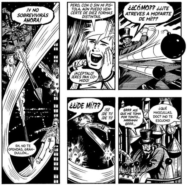 Villano lanzándole bombas a Zot