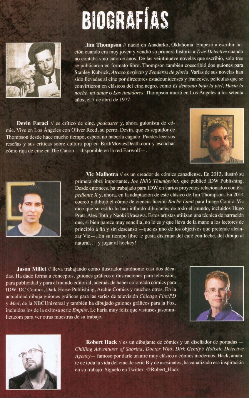 El Asesino Dentro de Mí Biografías